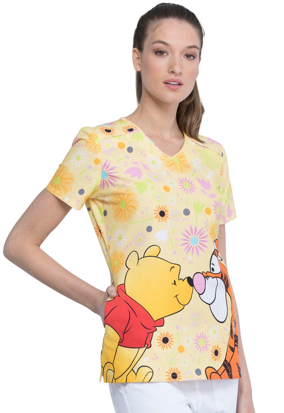 Winnie The Pooh Tooniforms Disney V Neck Scrub Top TF690 PHBT - Scrubs Select