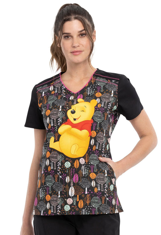 Winnie The Pooh Tooniforms Licensed Disney V-Neck Scrub Top TF639 PHSR - Scrubs Select