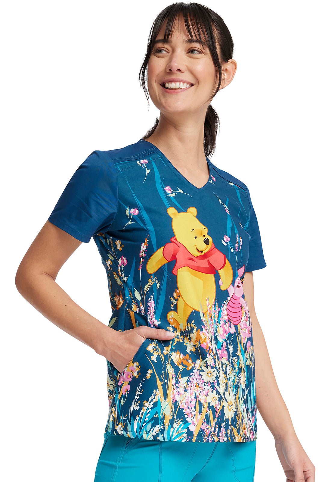 Winnie The Pooh Tooniforms Licensed Disney V-Neck Scrub Top TF639 PHWK - Scrubs Select